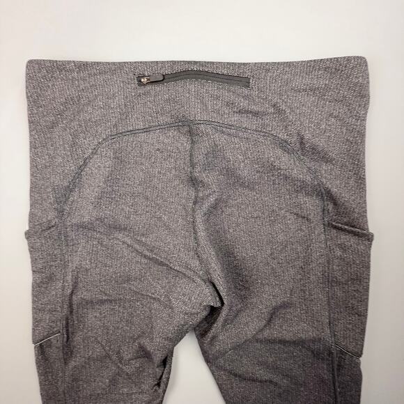 Lululemon Size 12 Gray Herringbone Leggings Pockets Stretch Workout - Picture 5 of 11